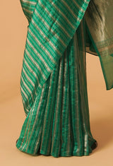 Rama Green Banarasi Kora Silk sari 1