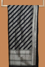 Black Banarasi Silk Unstitched Suit set