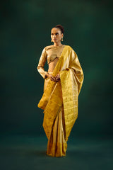 Dull Gold Silk Kanjivaram Sari