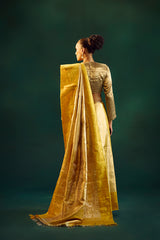 Dull Gold Silk Kanjivaram Sari