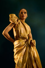 Dull Gold, Real Zari Silk Kanjivaram Sari