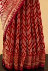 Berry Red Banarasi Silk Sari