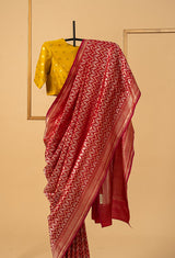 Berry Red Banarasi Silk Sari
