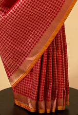 Raspberry Pink Banarasi Silk Sari