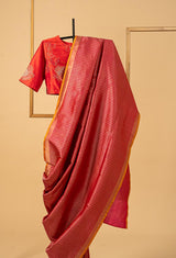 Raspberry Pink Banarasi Silk Sari