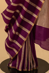 Deep Orchid Banarasi Munga Georgette Sari