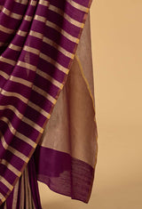 Deep Orchid Banarasi Munga Georgette Sari