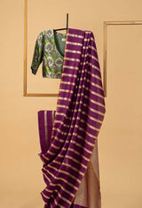 Deep Orchid Banarasi Munga Georgette Sari