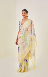 Handwoven Zari Organza Sari with print