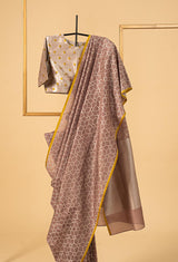 Dull Rose Banarasi Silk Sari