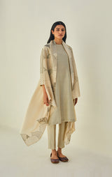 Chanderi Printed Kurta With Soft Summer Cape