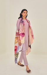 Chanderi Printed Sleeveless Kurta With Soft Summer Cape