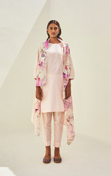Chanderi Printed Kurta With Soft Summer Cape