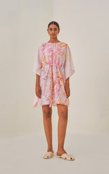 Chanderi Printed Drawstring Kaftaan