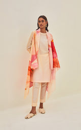 Chanderi Printed Kurta With Soft Summer Cape