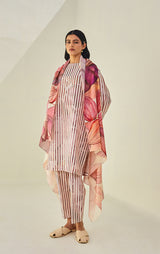 Chanderi Printed Kurta With Soft Summer Cape