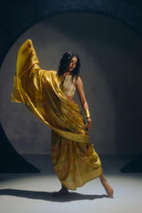 Yellow Banarasi Organza Sari
