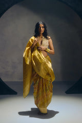 Yellow Banarasi Organza Sari