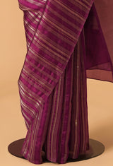 Purple Banarasi Kora Silk Sari 2