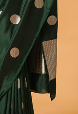 Deep Green Banarasi Silk Sari 20