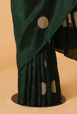 Deep Green Banarasi Silk Sari 20