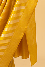 Yellow Banarasi Silk Sari