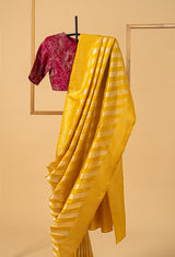 Yellow Banarasi Silk Sari