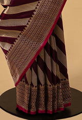 Purple Banarasi Silk Sari