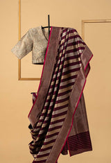 Purple Banarasi Silk Sari