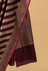 Purple Banarasi Silk Sari