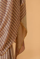 Deep beige Handwoven Banarasi Georgette Sari 29