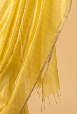 Canary Yellow Chanderi Silk Jaamdani Sari