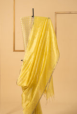 Canary Yellow Chanderi Silk Jaamdani Sari