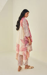 Chanderi Printed Kurta With Soft Summer Cape