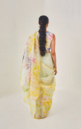 Handwoven Zari Organza Sari with print
