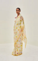 Handwoven Zari Organza Sari with print