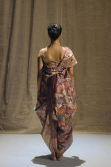 Brown Banarasi Organza Sari