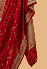 Red Banarasi Silk Sari