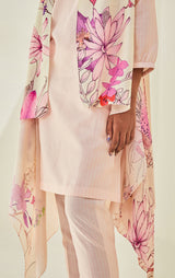 Chanderi Printed Kurta With Soft Summer Cape