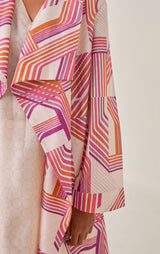 Chanderi Printed Sleeveless Kurta With Lapel Collar Soft Summer Jacket