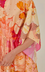 Chanderi Printed Drawstring Kaftaan