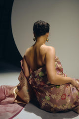 Dusty Rose Banarasi Organza Sari