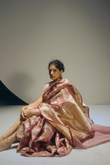 Dusty Rose Banarasi Organza Sari