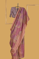 Pink Tussar Printed Sari