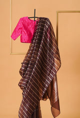 Brown Banarasi Kora Silk sari 4