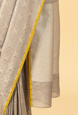 Warm Grey Banarasi Silk Sari
