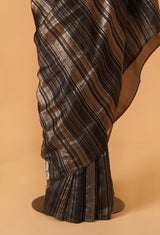 Black Banarasi Kora Silk sari 5