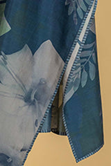 Blue/Grey Printed Silk Sari