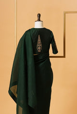 Plain Green Organza Sari