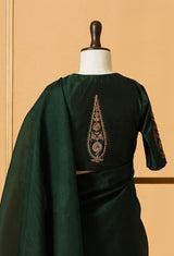 Plain Green Organza Sari